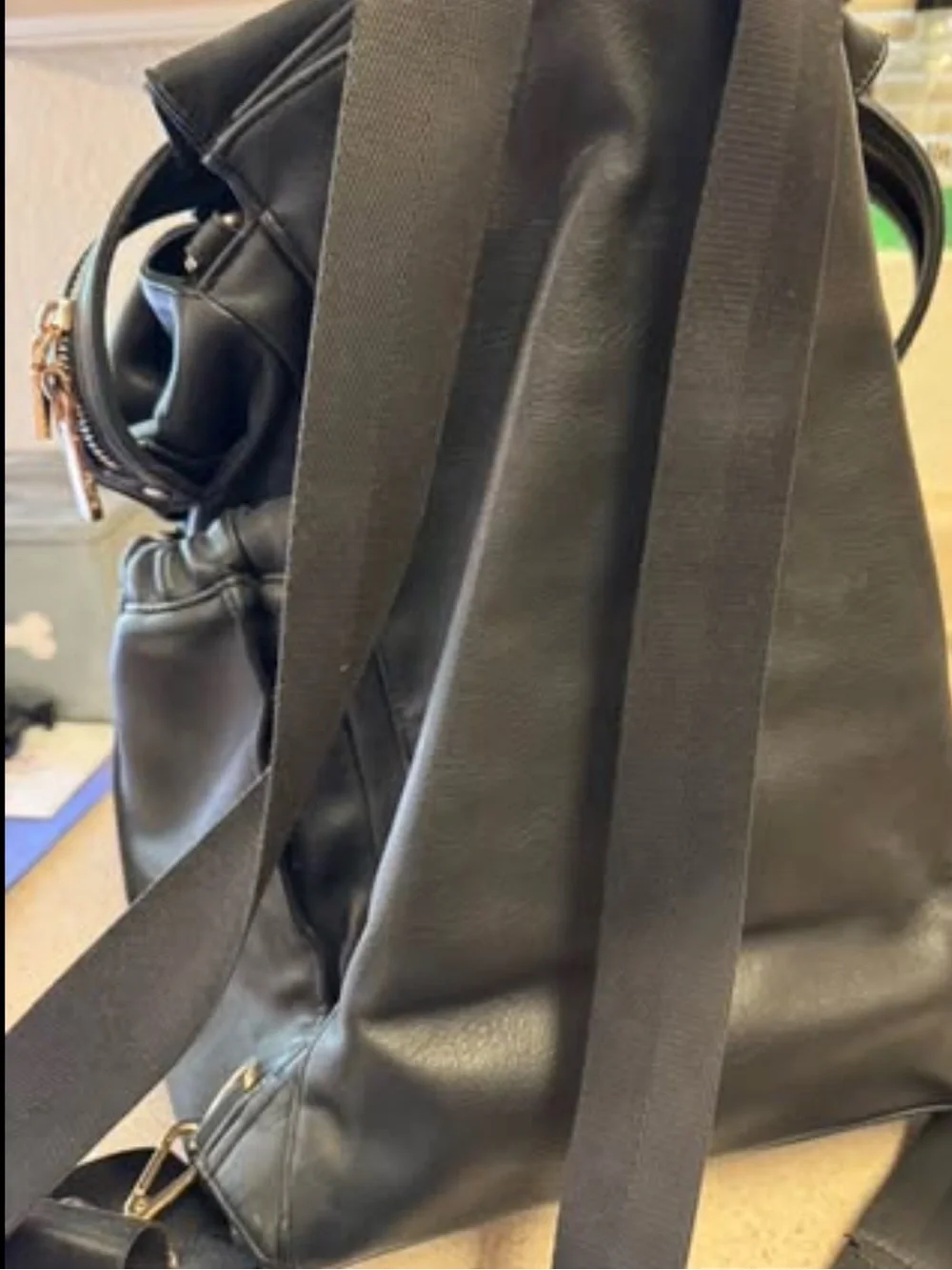Leather diaper bag backpack